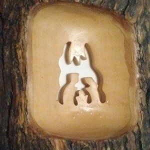 Olive Wood Manger Scene Engraving - Stand or Hang on the Wall for Display